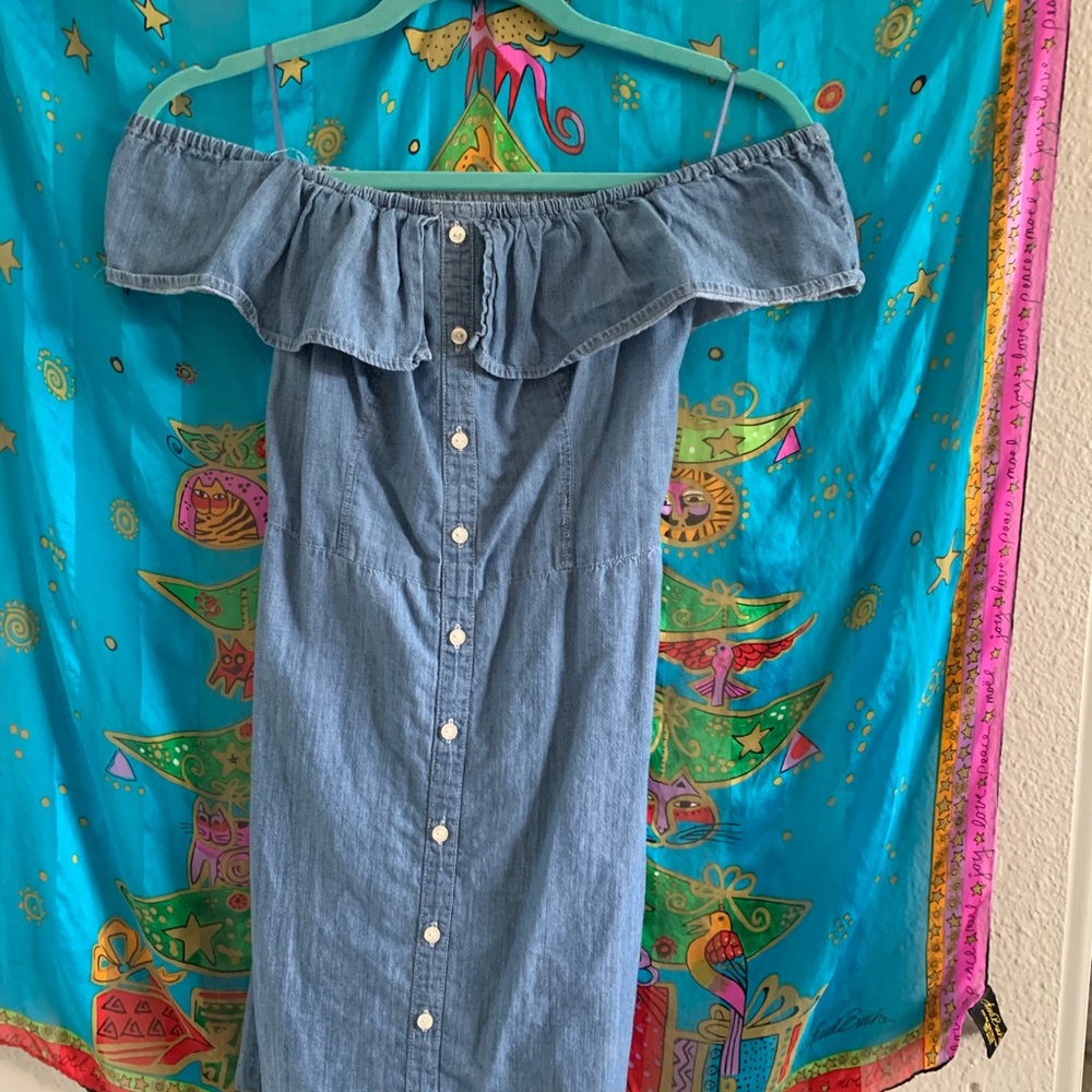 Jean off the shoulder dress!